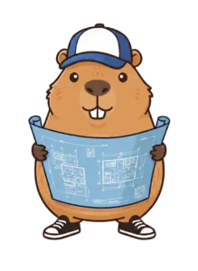 Barry le capybara devant un plan technique