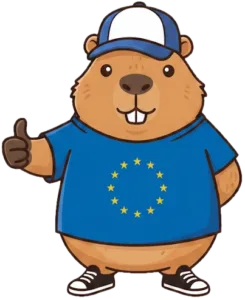 Barry le capybara portant un superbe T-shirt européen